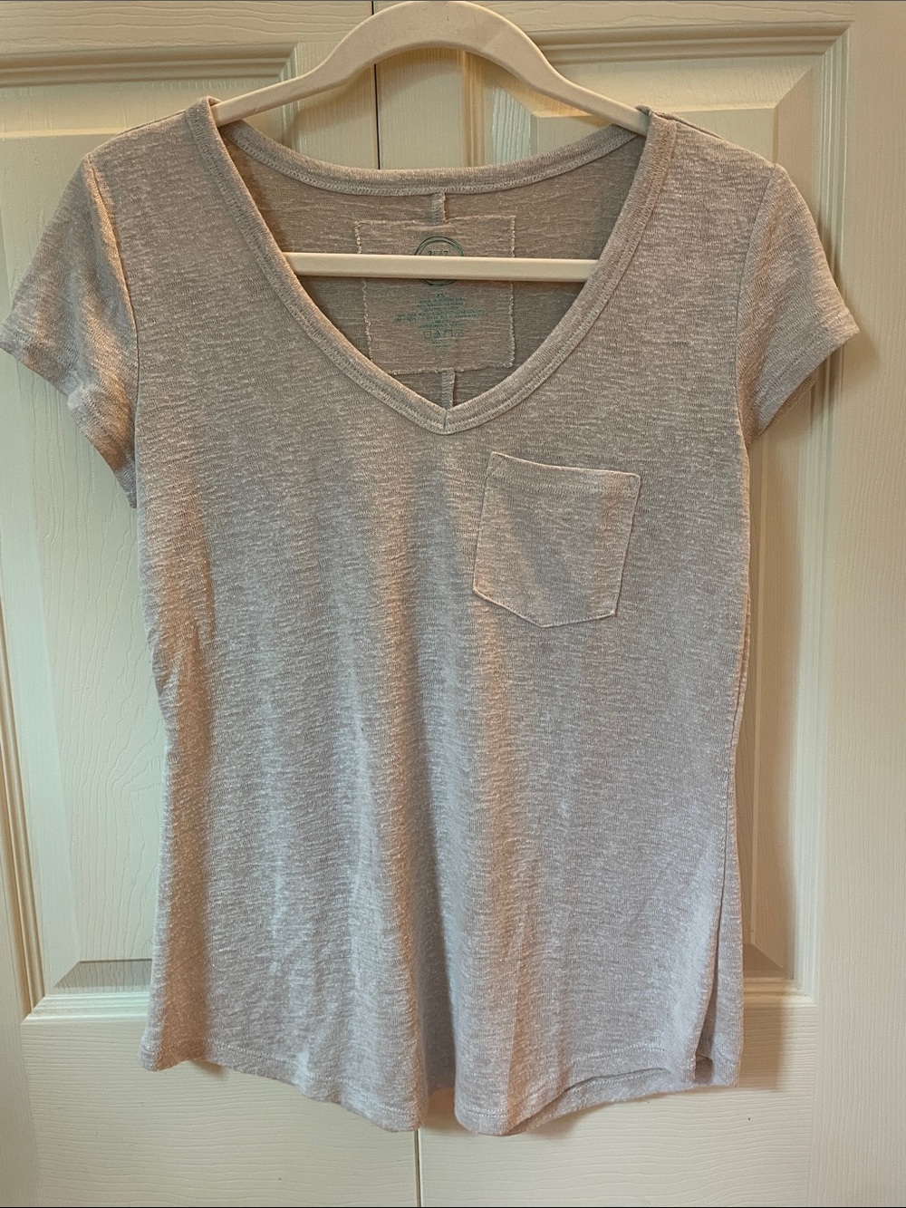 Women's V-Neck Pocket Tee - beige